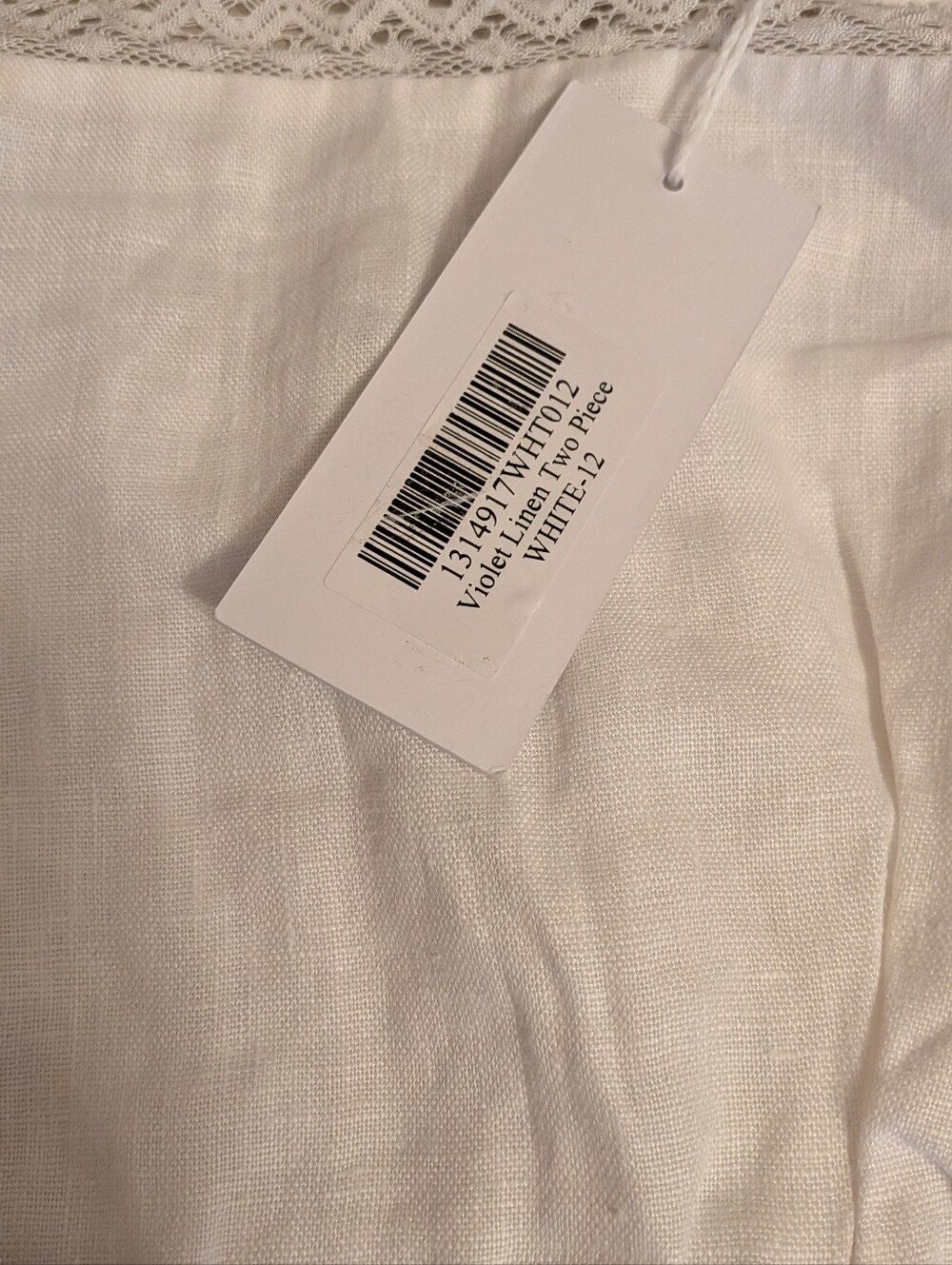 NWT Reformation Violet White Two Piece Set, Linen Crop Top And Pants - Picture 3 of 6